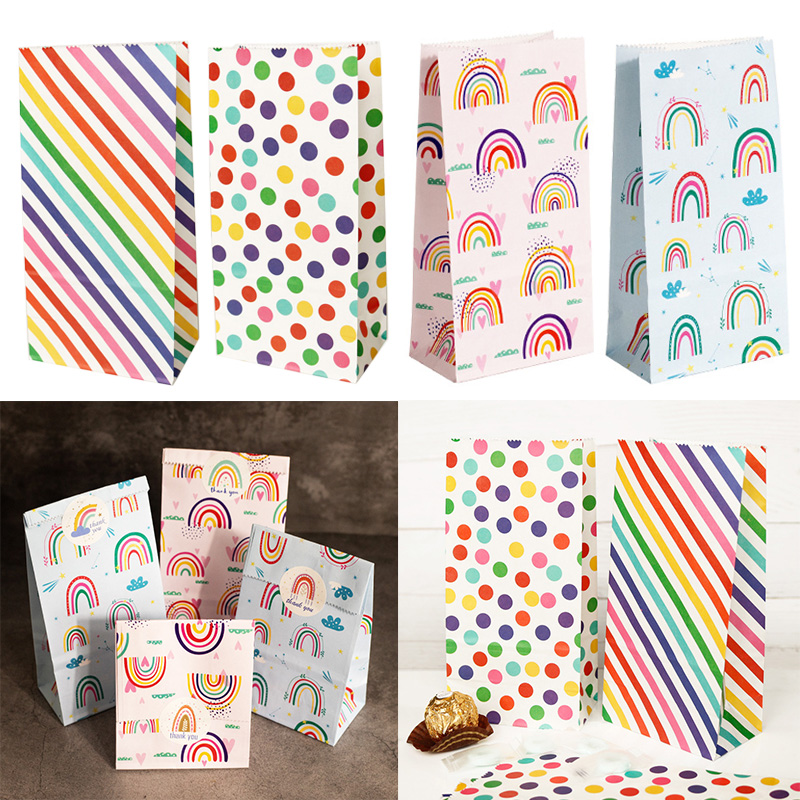 Event Party Box - Petits sacs en papier imprimés arc-en-ciel,